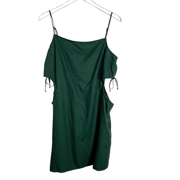 AERIE XL Green Linen Blend Mini Dress with side cut outs - Picture 1 of 8